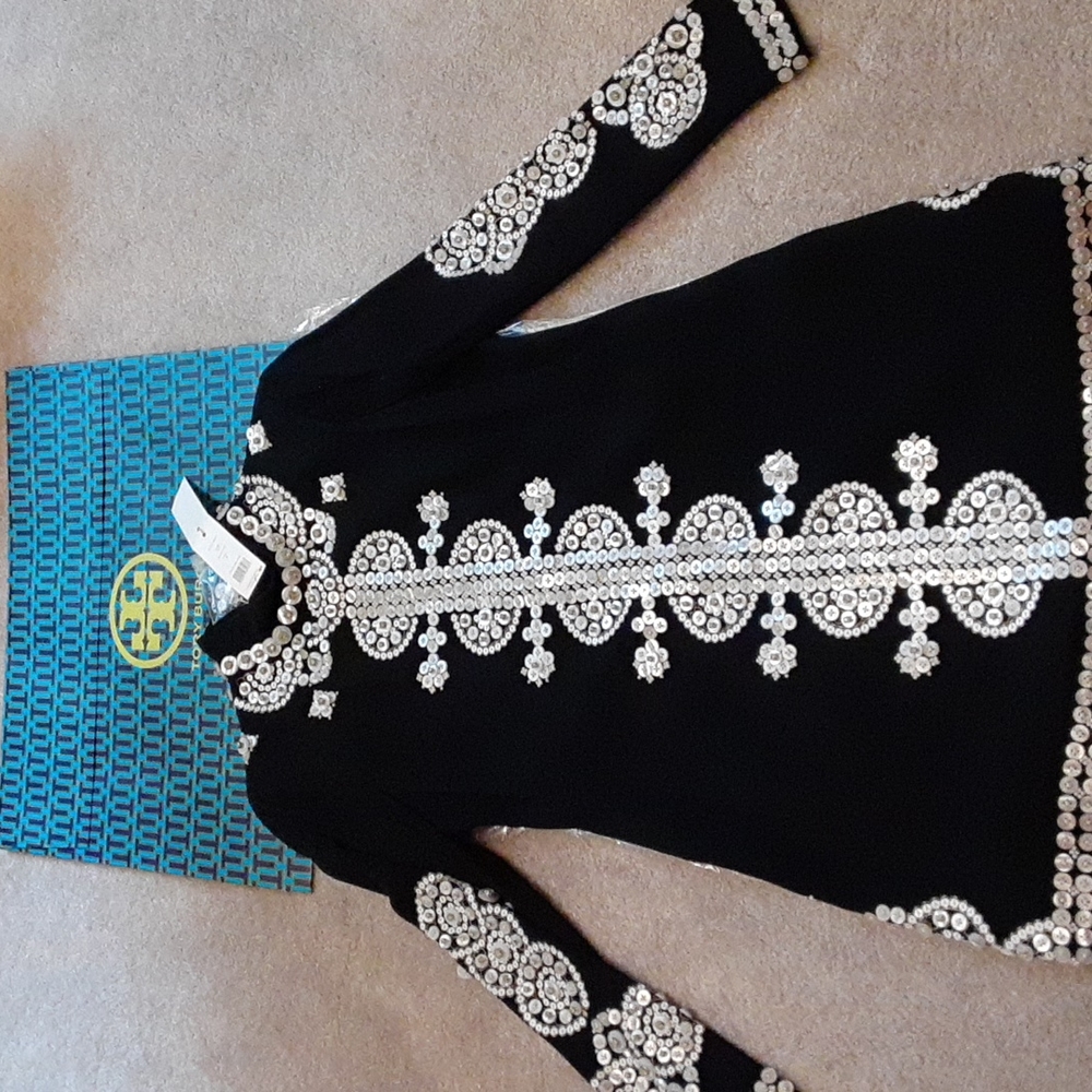 Tory Burch Sylvia black embellished dress Size 2 NWT